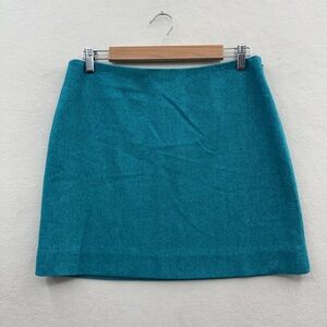 J. Crew Women's 4 Herringbone Wool Blend Lined Mini Skirt Blue